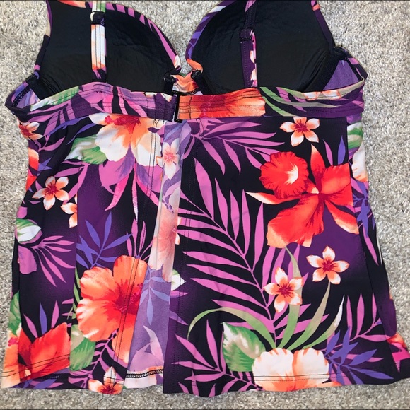 Maidenform Swimwear Purple Multicolor Floral Swim Top size 36B - Picture 10 of 11